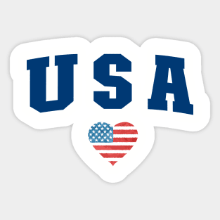 USA Star United States of America with the flag in heart love shaped Sticker